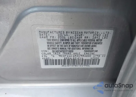 2014 Nissan Sentra Sv z USA, uszkodzony, nr VIN 3N1AB7AP8EY219906